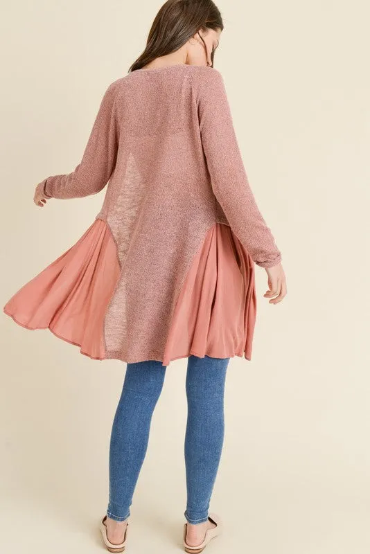 Victoria Ruffle Cardigan Sweater In Mauve