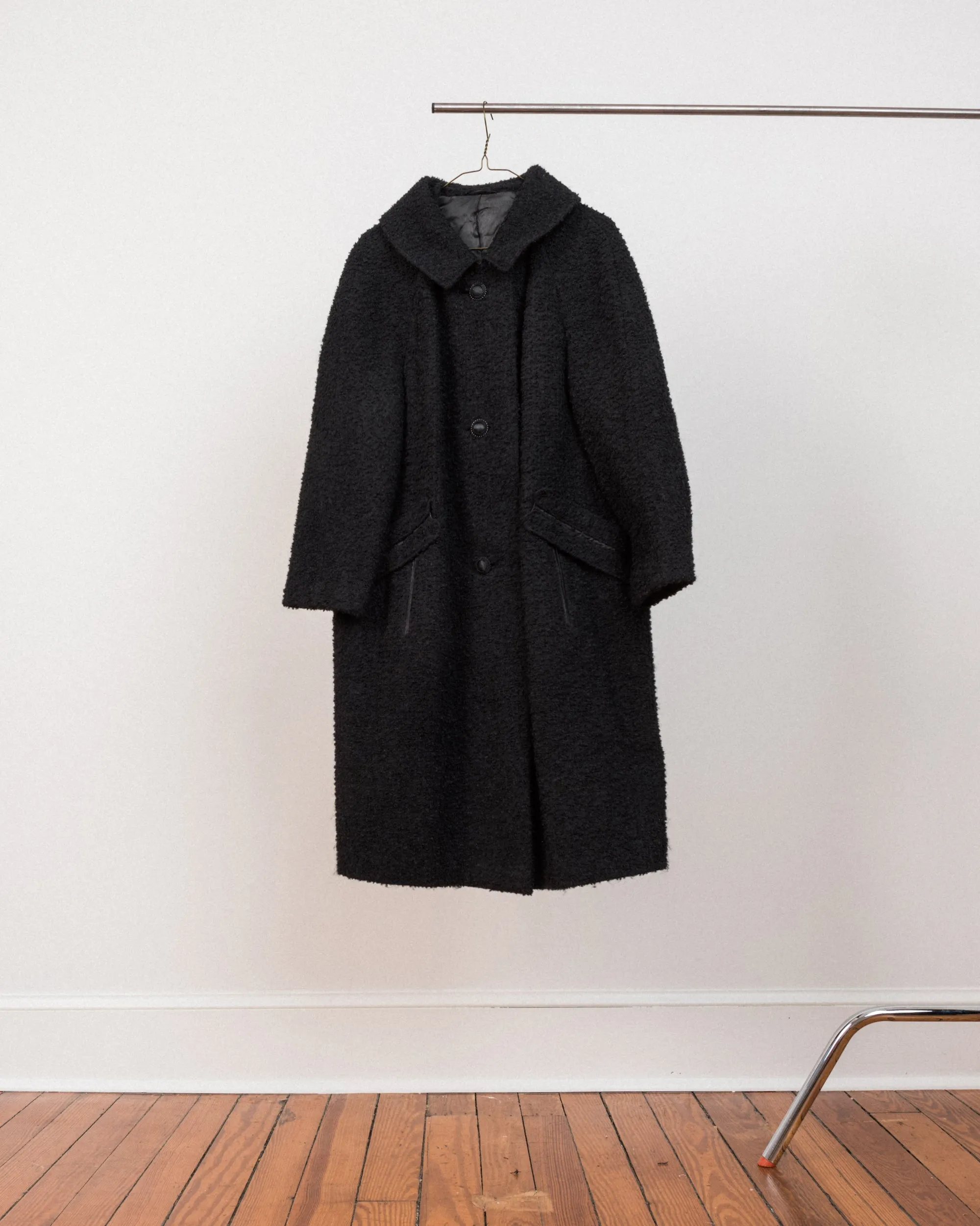 Vintage Black Boucle Wool BERLIN Coat #17 (S/M)