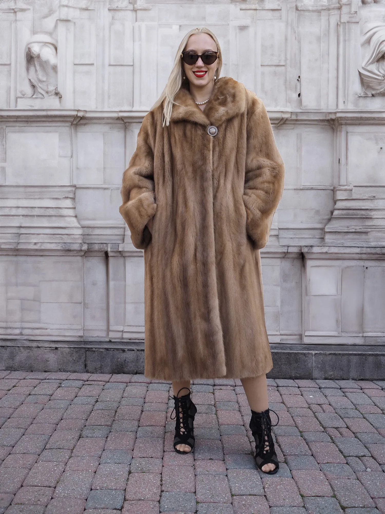 Vintage Pastel Canadian Brown Mink Fur Coat L to 2XL