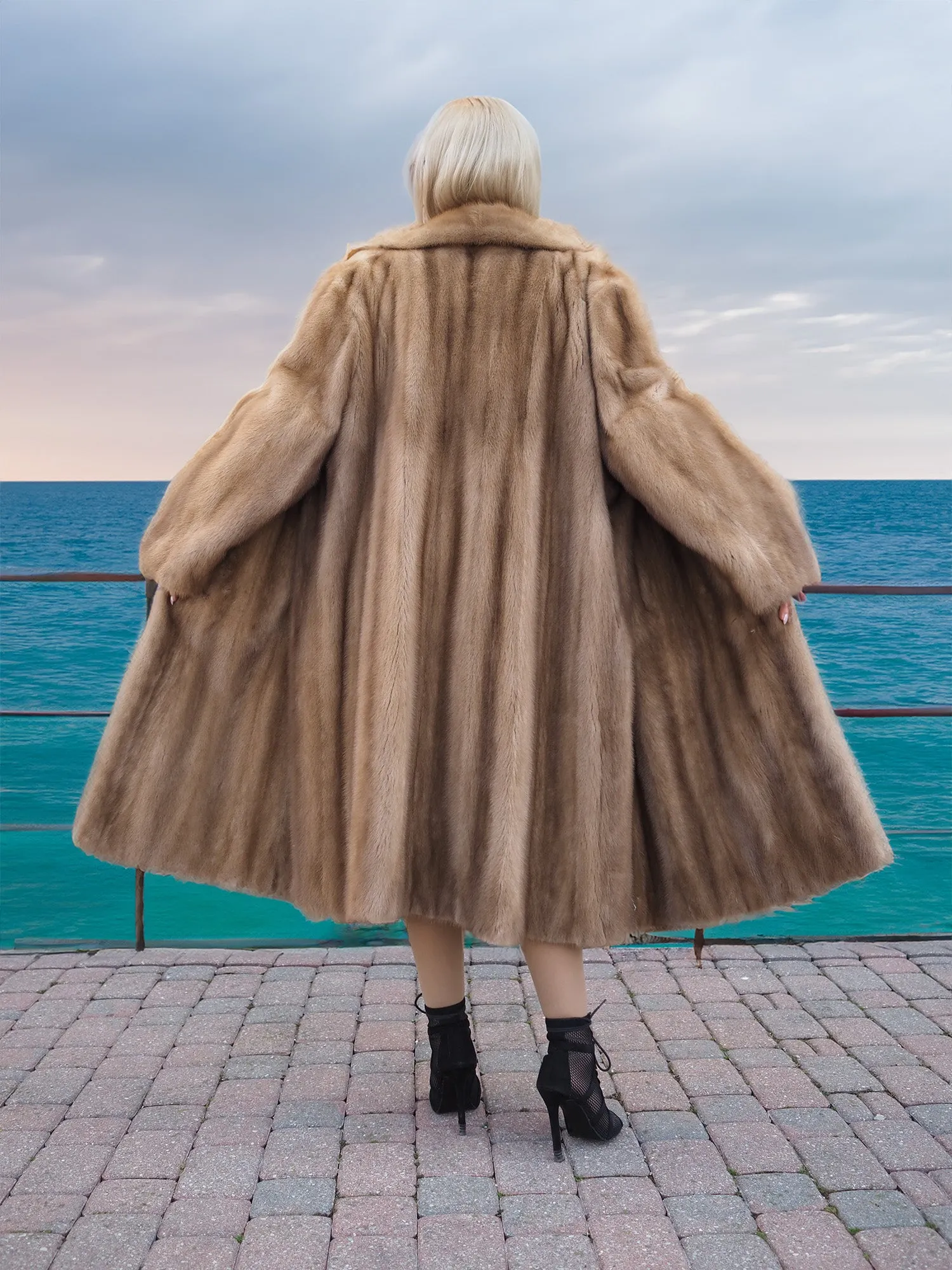 Vintage Pastel Canadian Brown Mink Fur Coat L to 2XL