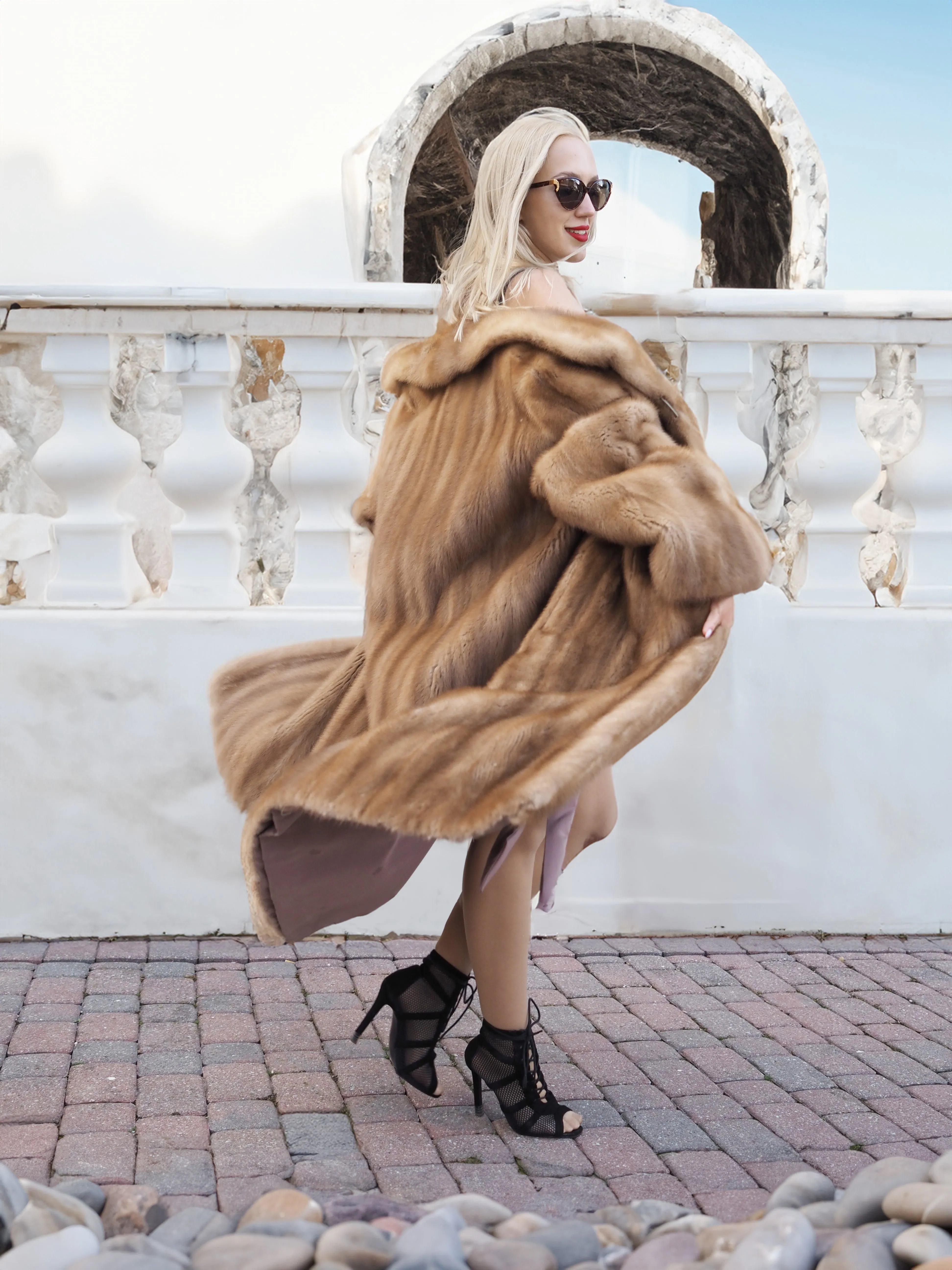 Vintage Pastel Canadian Brown Mink Fur Coat L to 2XL