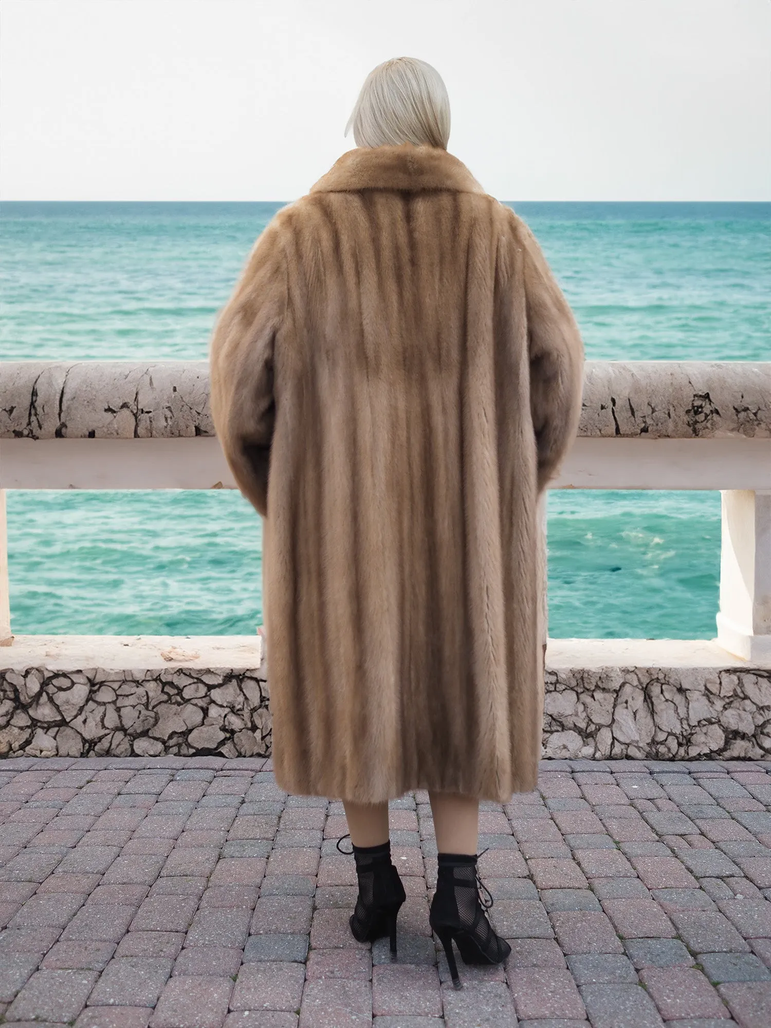 Vintage Pastel Canadian Brown Mink Fur Coat L to 2XL