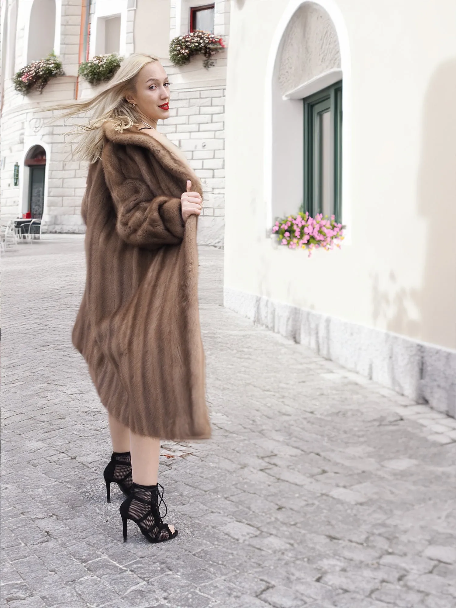 Vintage Pastel Canadian Brown Mink Fur Coat S