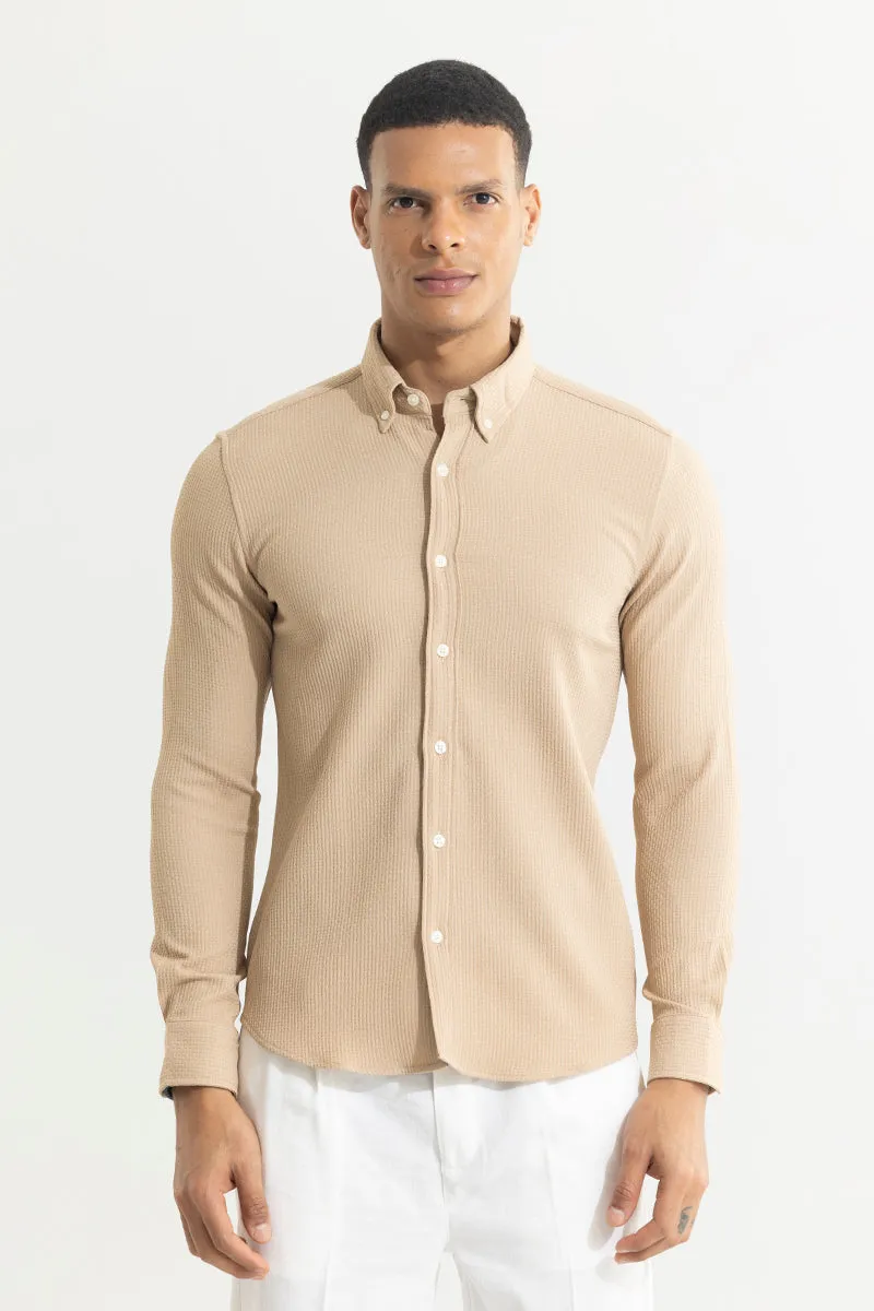 Waffle Grid Beige Shirt