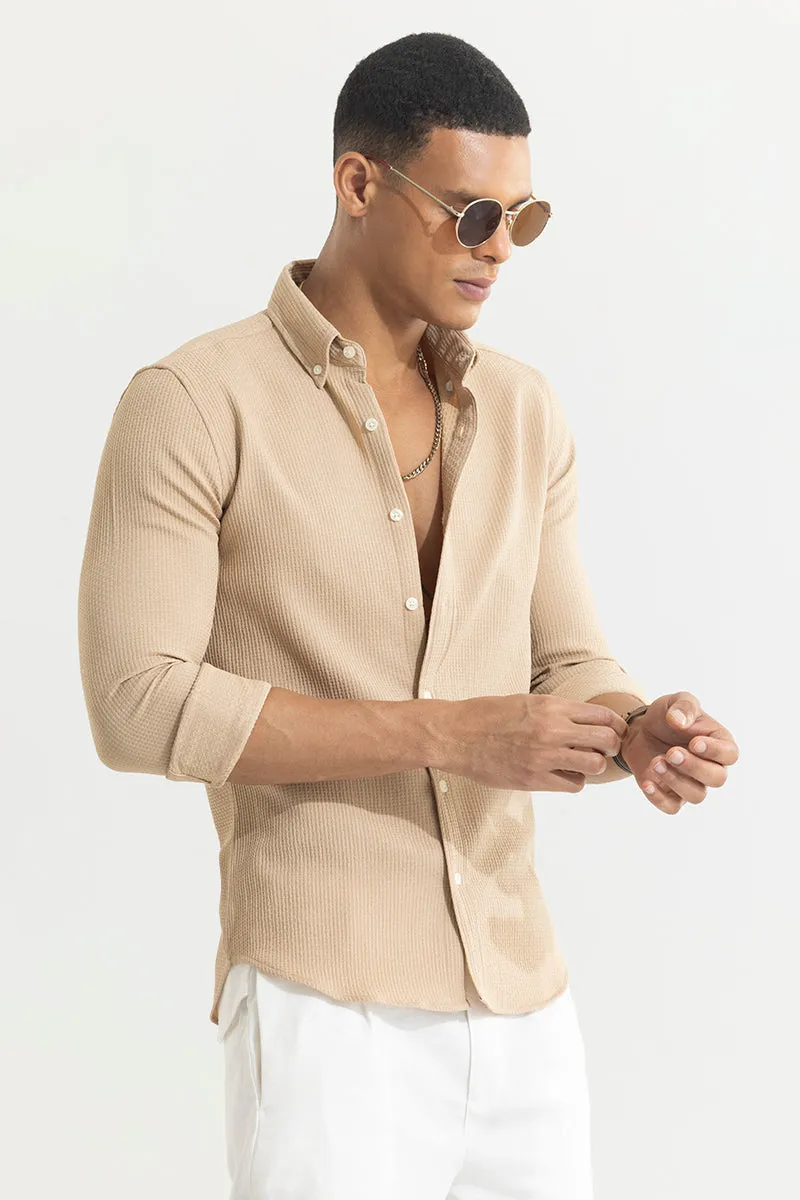 Waffle Grid Beige Shirt