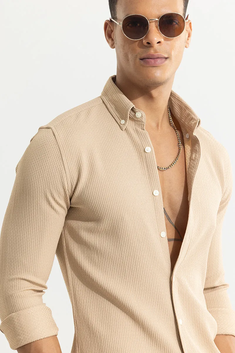 Waffle Grid Beige Shirt