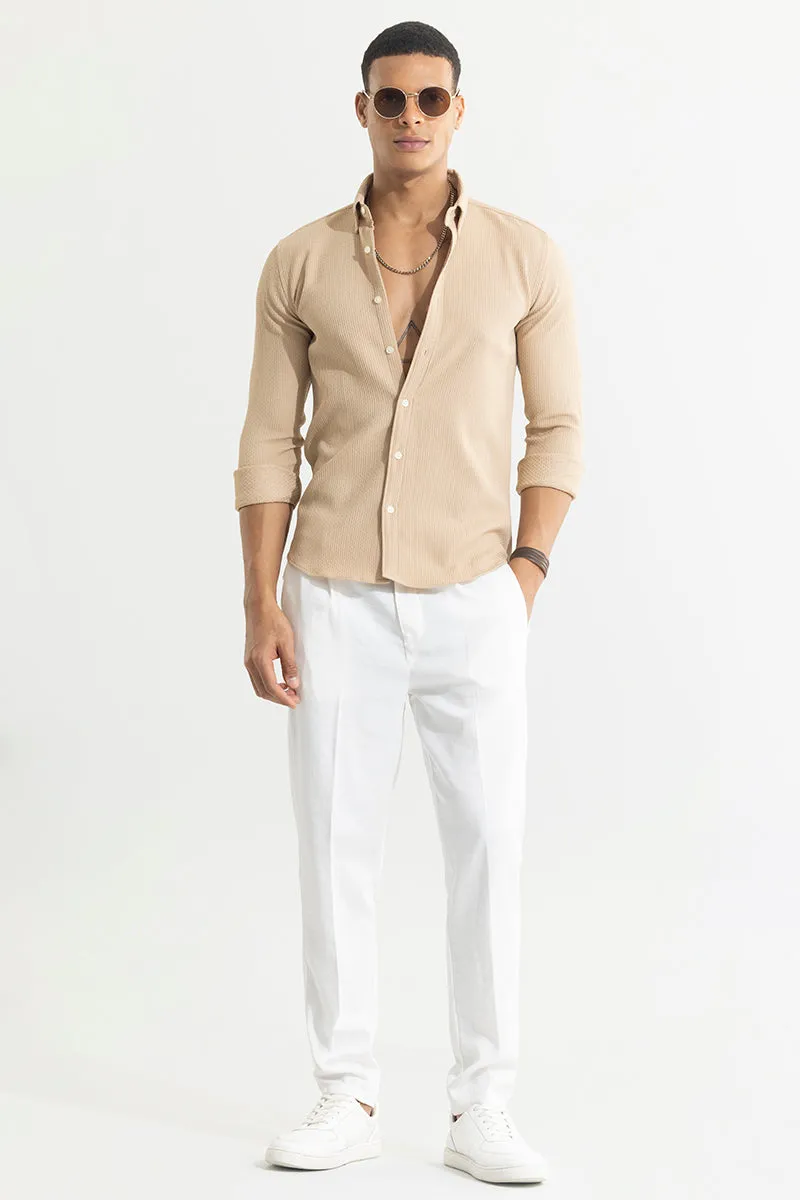 Waffle Grid Beige Shirt