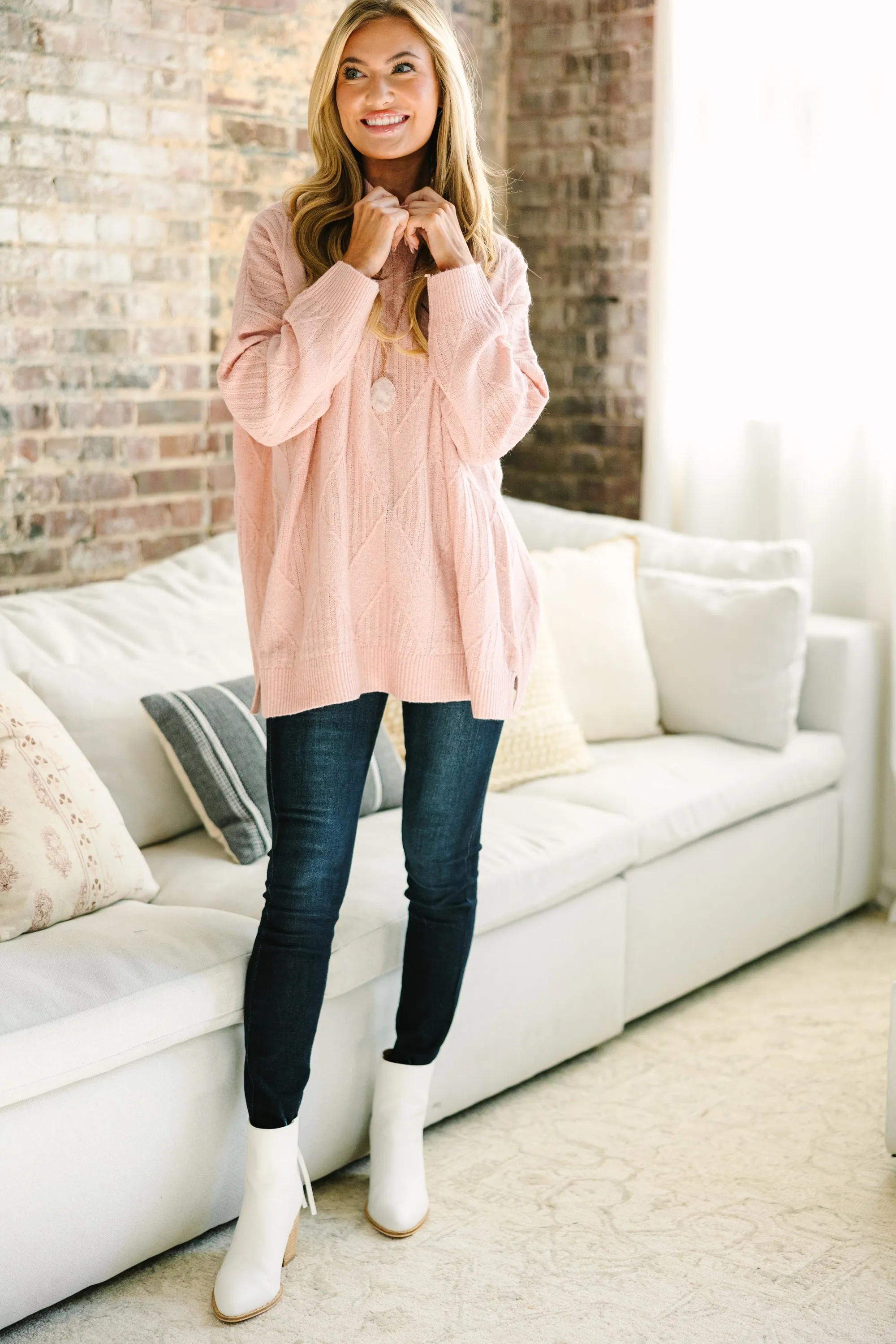 Walk The Walk Blush Pink Sweater