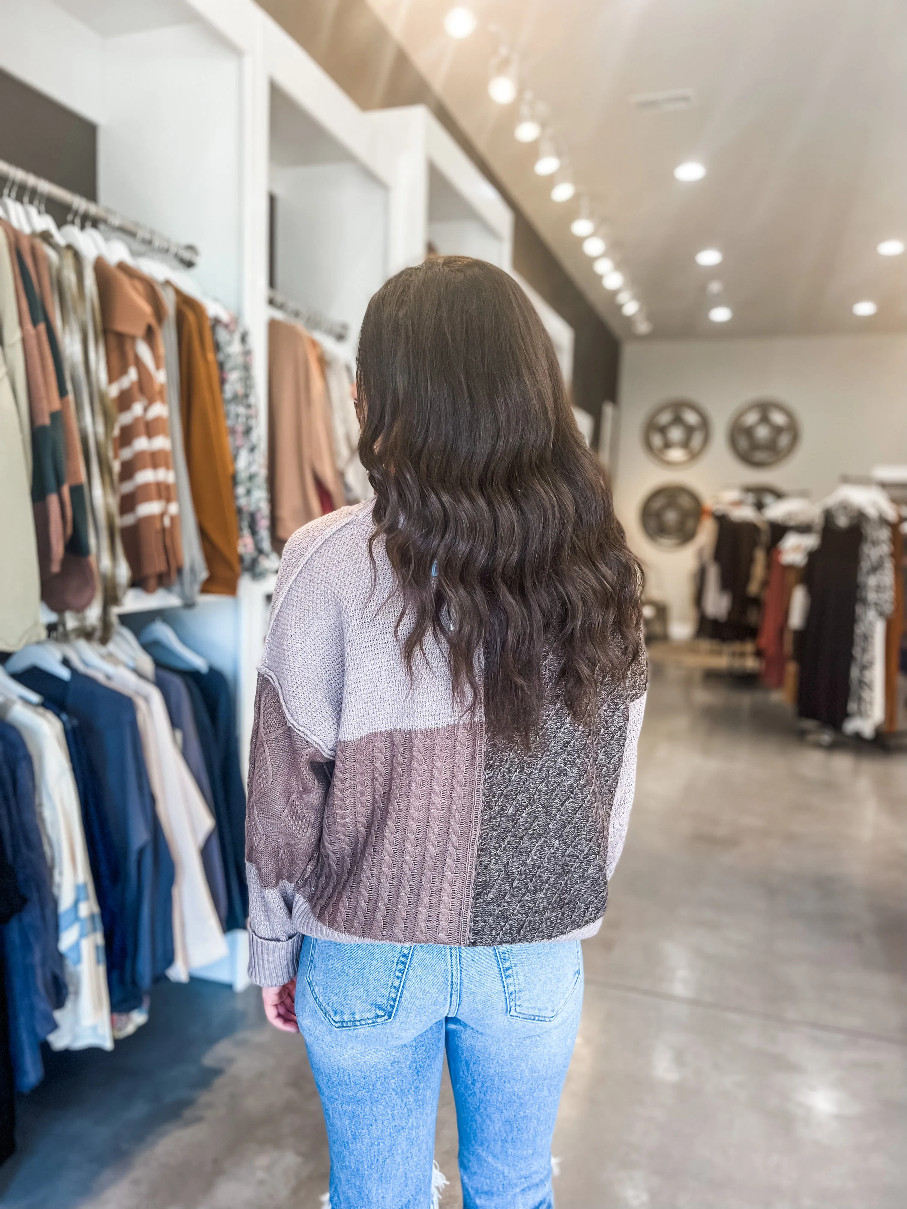 Wavy Textured Knit Sweater