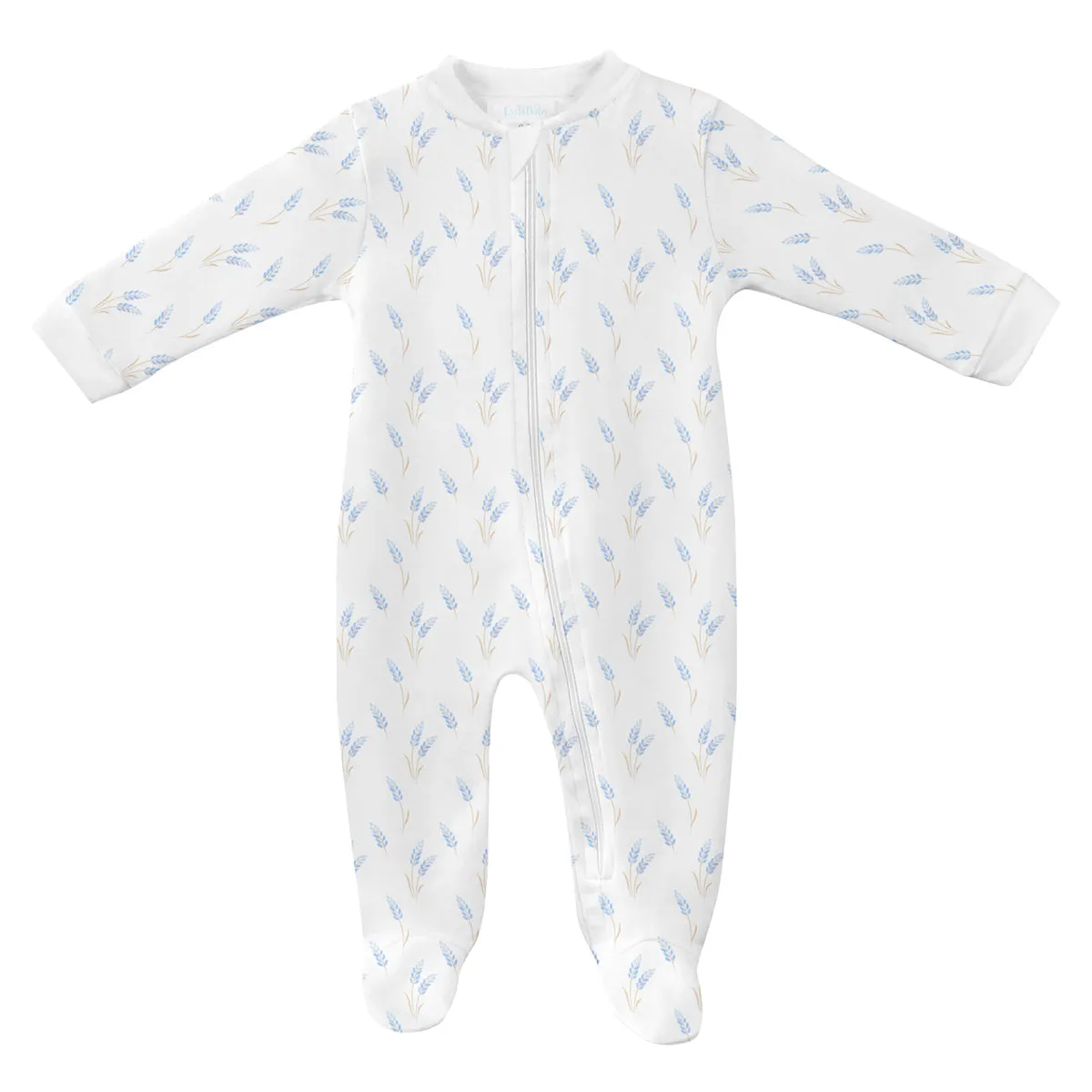 Wheat Spikes Printed Zipper Footie  |  Baby Boy