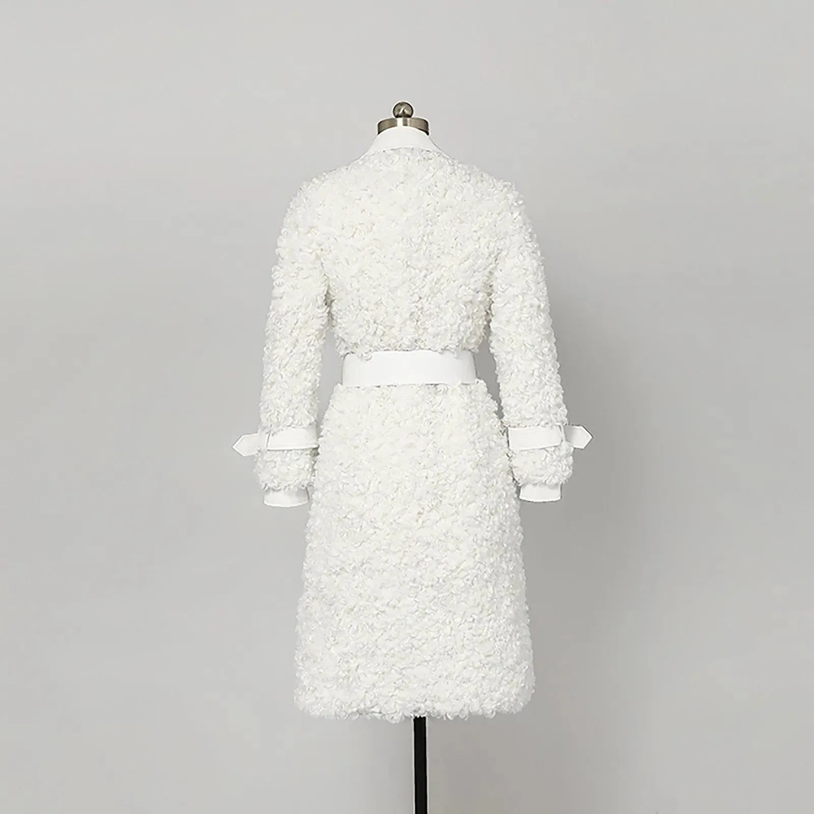 Women's Faux Fur Coat,White Faux Lambswool Coat,Warm Winter coat,Faux Leather Fur Coat,Winter Long Coat,White Overcoat,White Long Teddy Coat